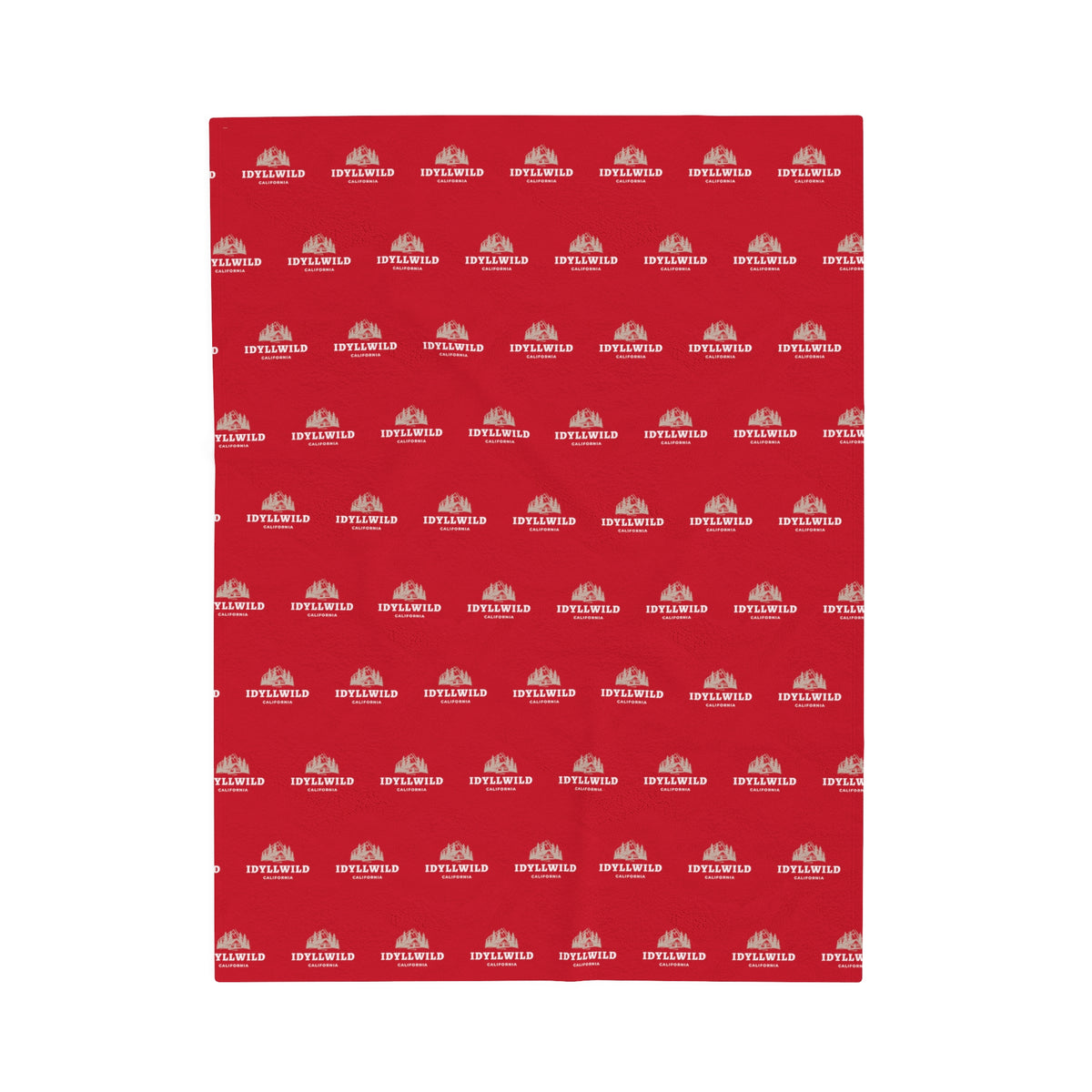 Velveteen Plush Blanket Idyllwild Cabin Badge Pattern Red
