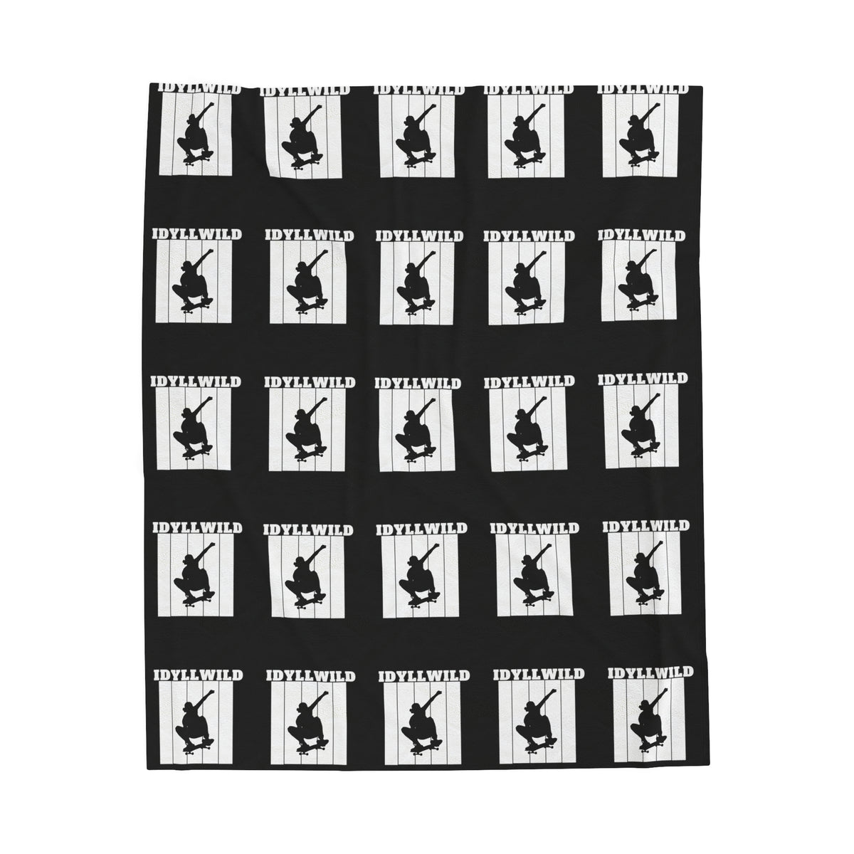 Velveteen Plush Blanket Skate Idyllwild Black Pattern