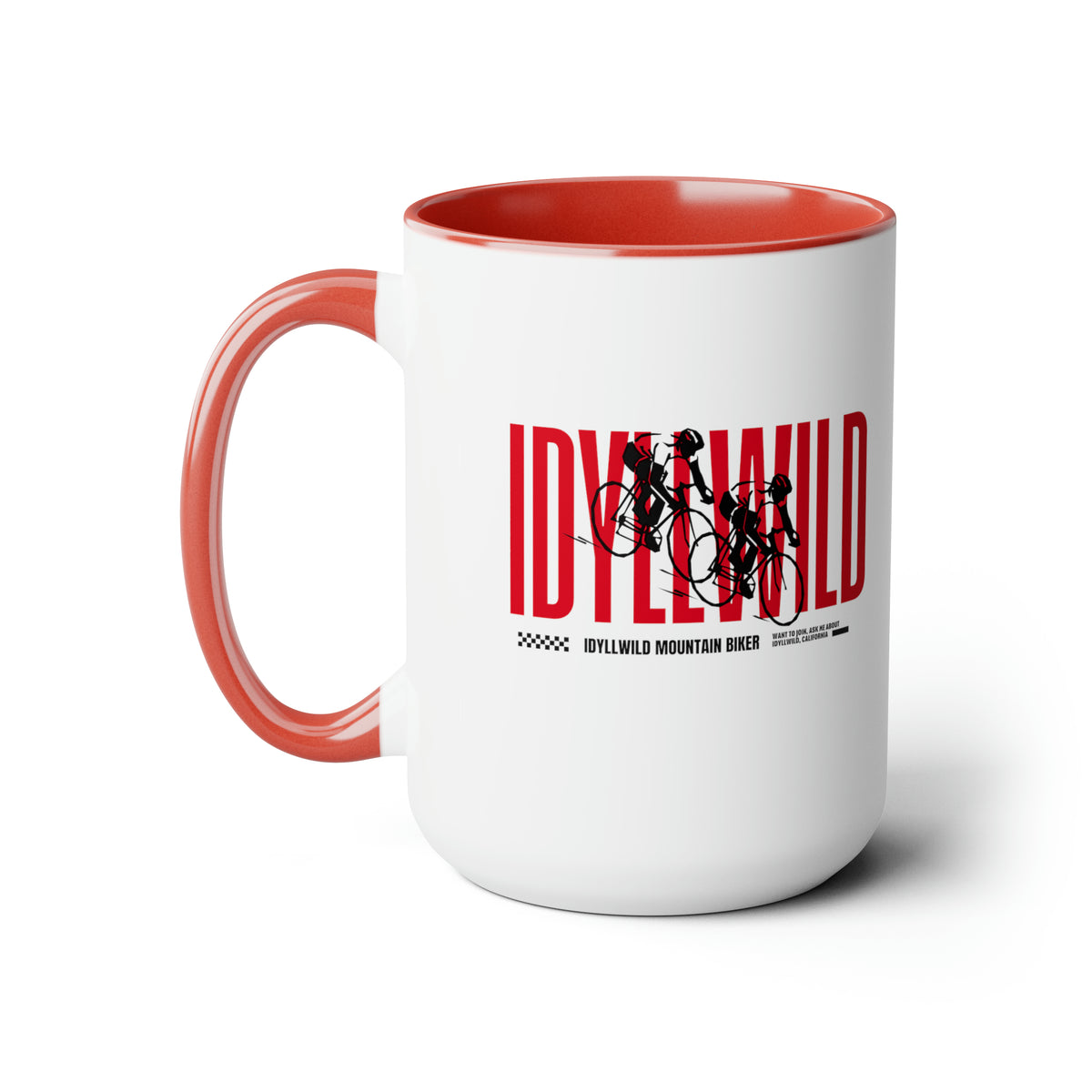 Two-Tone Coffee Mugs, 15oz Mountain biking Idyllwild