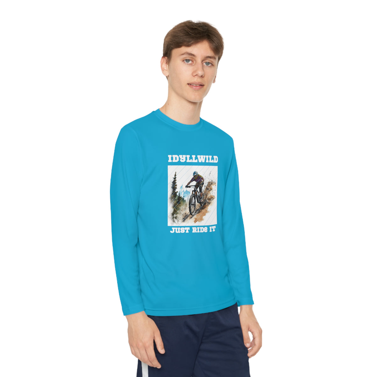 =Idyllwild Mountain Biking Square Youth Long Sleeve Competitor Tee