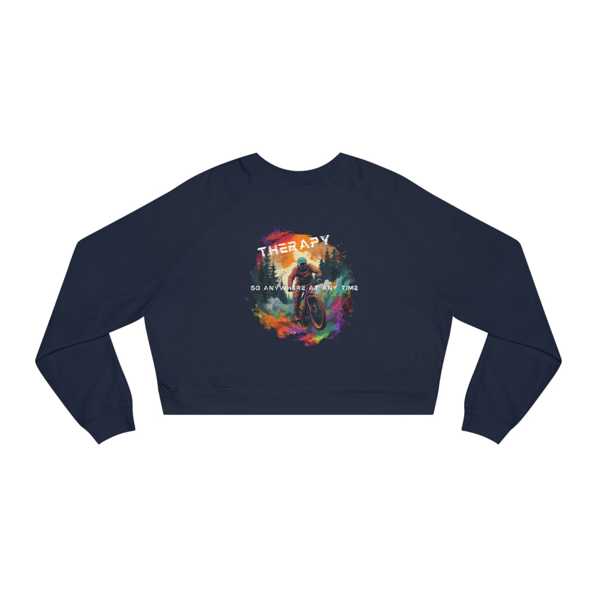 Mountain Biking is Therapy Cropped Fleece Pullover