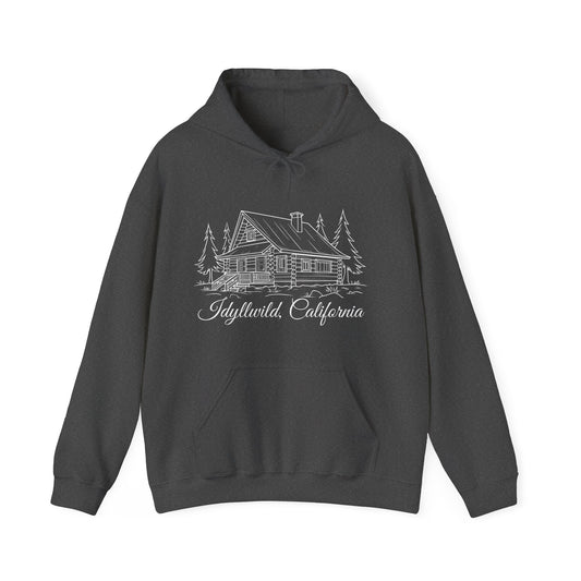 Unisex Heavy Blend™ Hooded Sweatshirt Idyllwild California Big Cabin Sketch