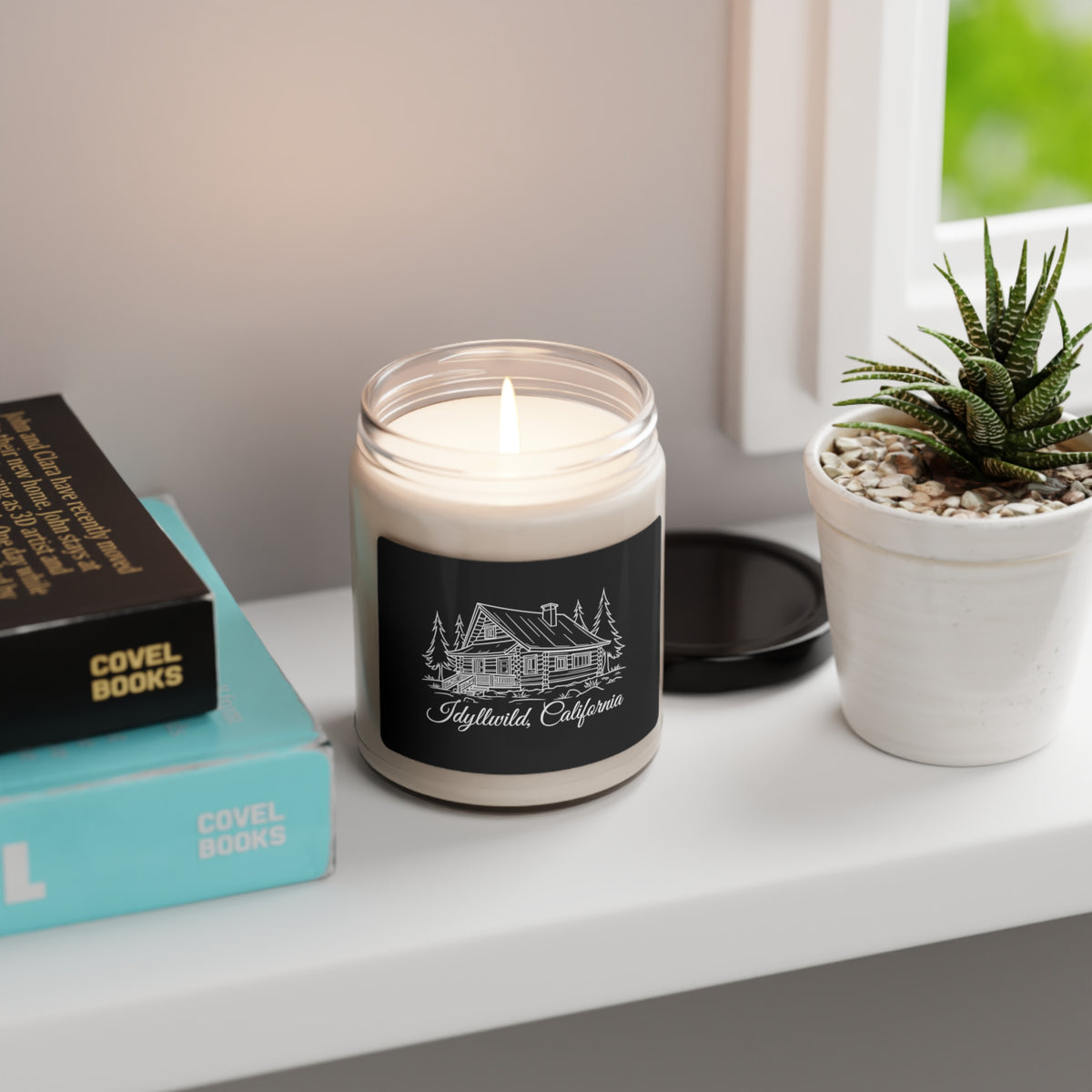 Scented Soy Candle, 9oz Log Cabin Candle Black