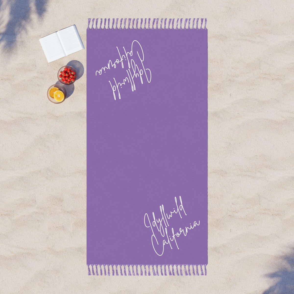 Boho Beach Cloth Idyllwild California Script Violet