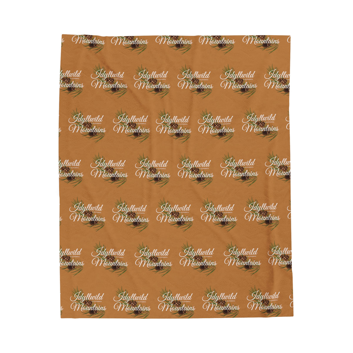 Velveteen Plush Blanket Idyllwild Mountains Classy Coneback Pattern Tan