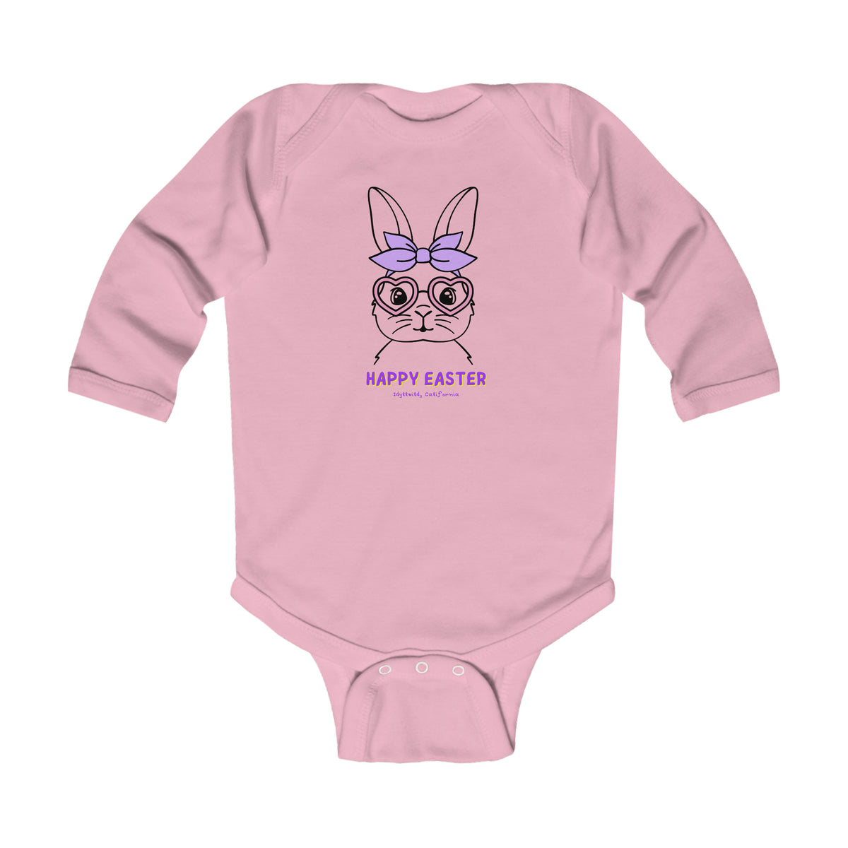 Infant Long Sleeve Bodysuit Pink Bunny bow Idyllwild Easter