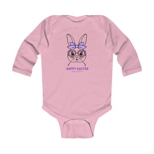 Infant Long Sleeve Bodysuit Pink Bunny bow Idyllwild Easter