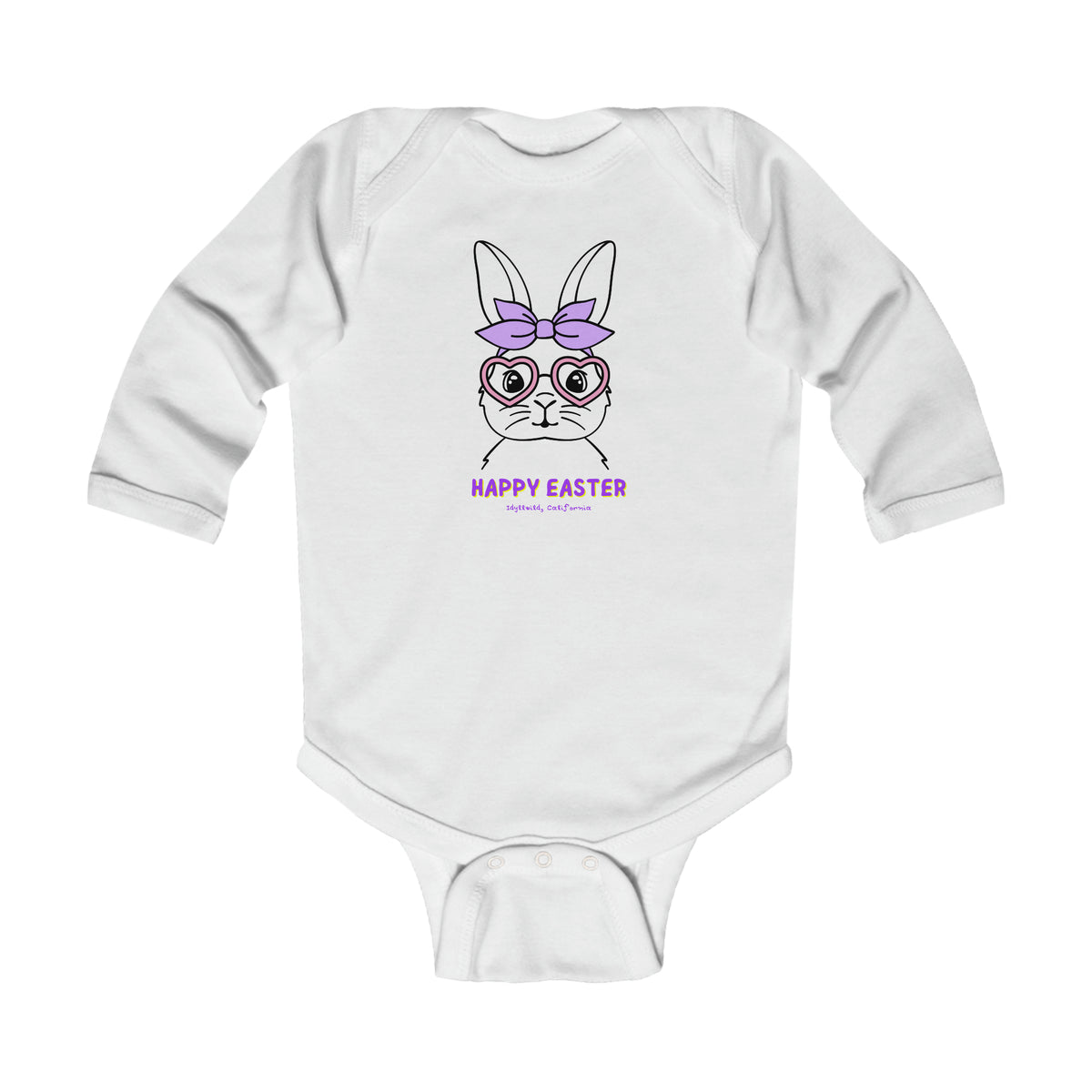 Infant Long Sleeve Bodysuit Pink Bunny bow Idyllwild Easter