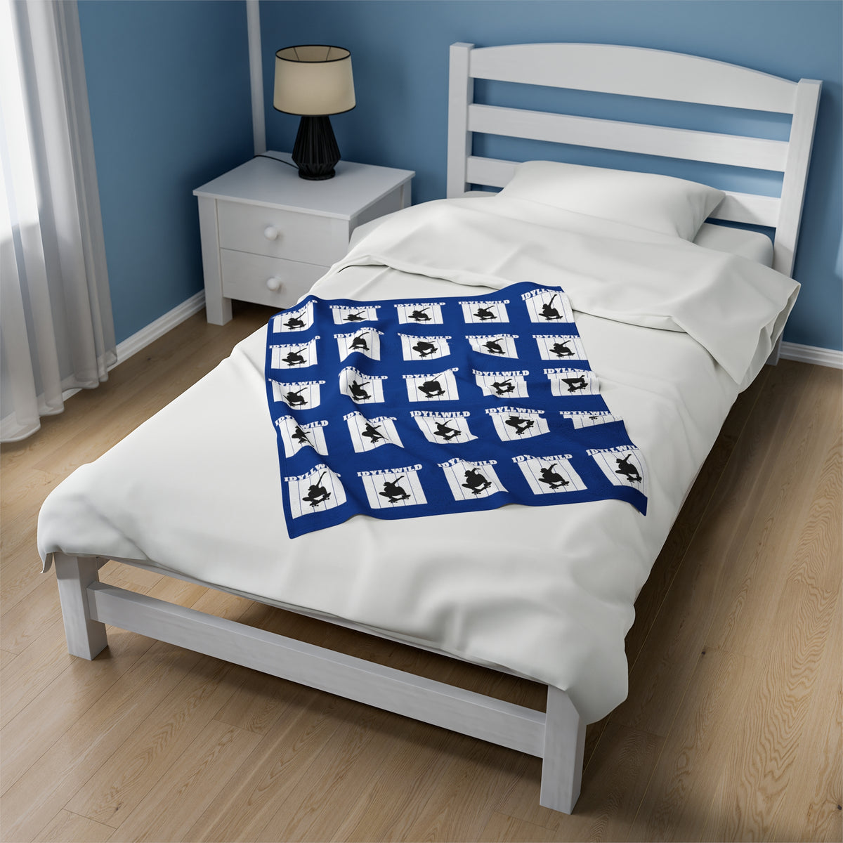 Velveteen Plush Blanket Skate Idyllwild Blue Pattern
