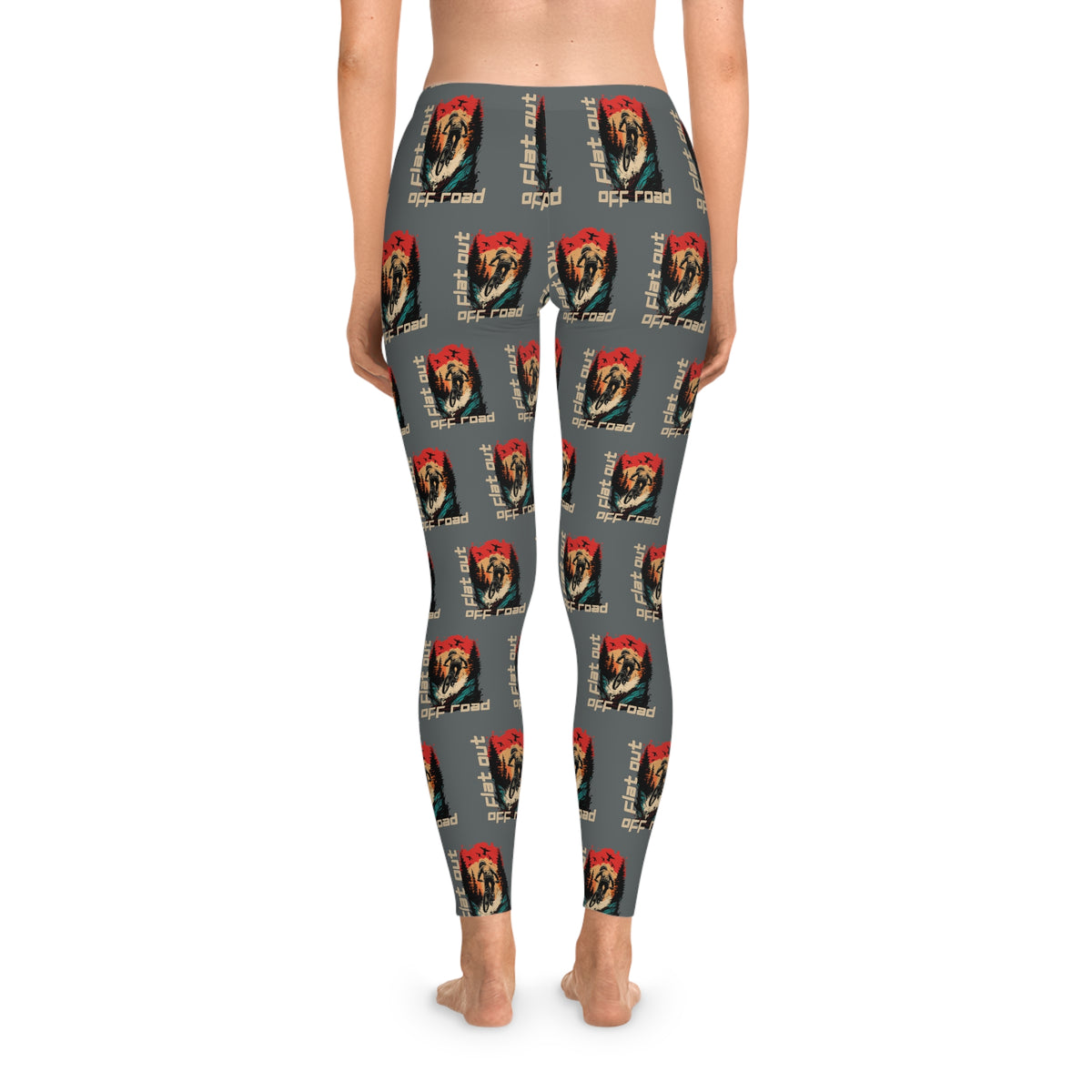 Mountain Biking "Off Road Flat Out" Stretchy Gray Leggings