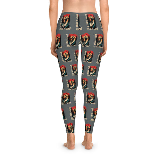 Mountain Biking "Off Road Flat Out" Stretchy Gray Leggings