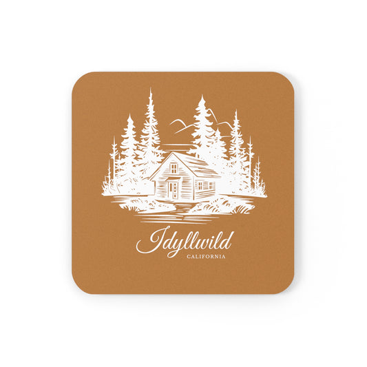 Cork Back Coaster Cabin in the Woods Tan