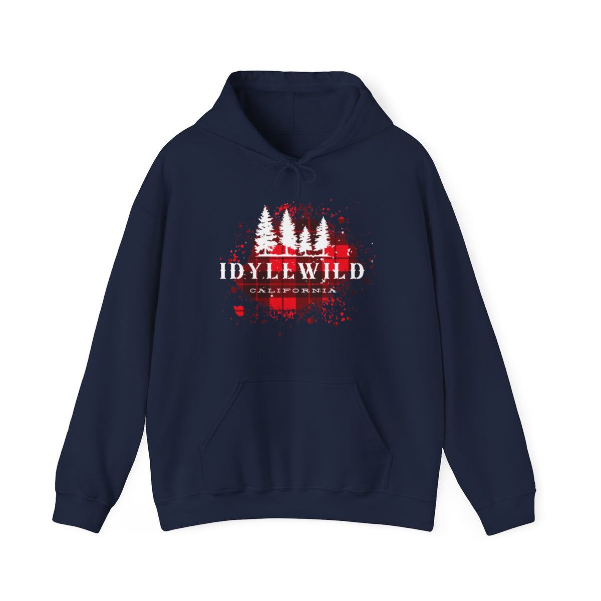 Unisex Heavy Blend™ Hooded Sweatshirt Idyllwild California Red Buffalo Plaid White Pine