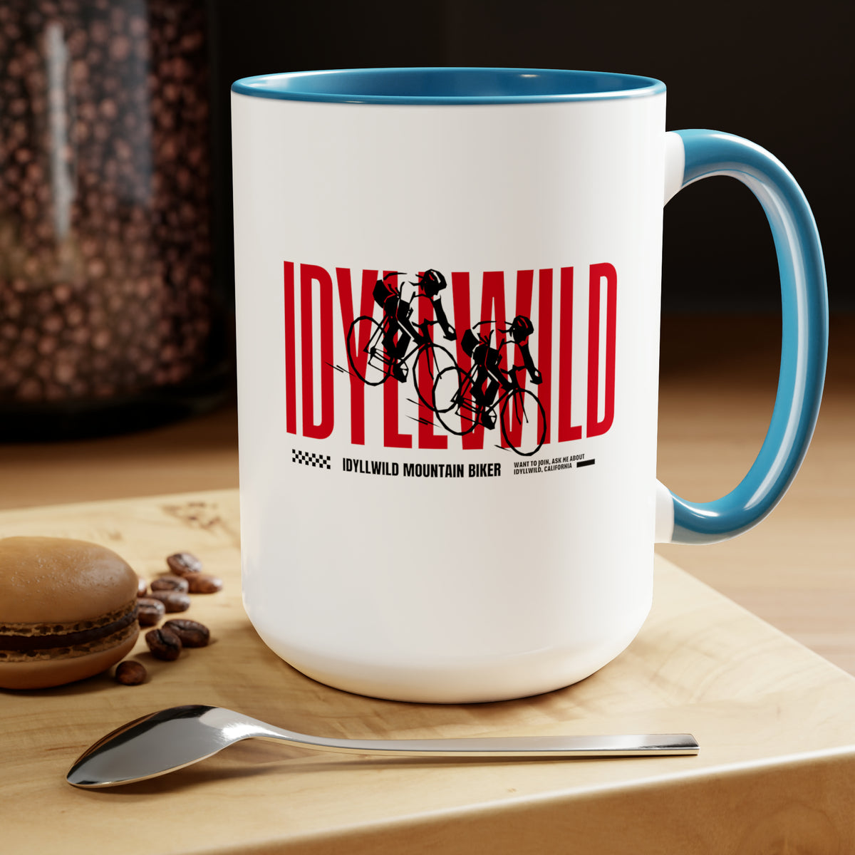 Two-Tone Coffee Mugs, 15oz Mountain biking Idyllwild