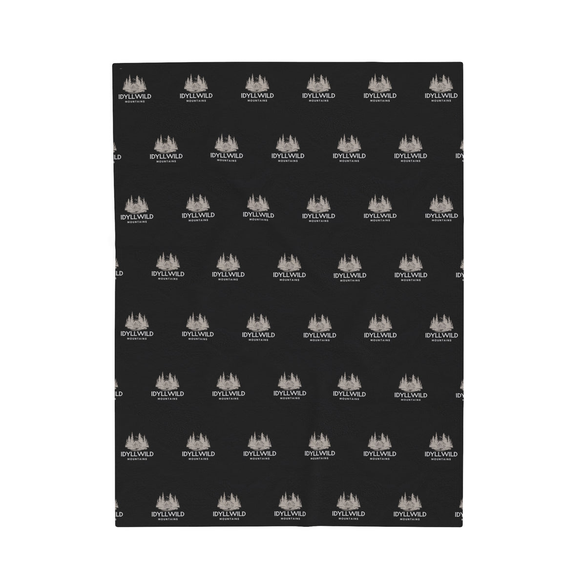 Velveteen Plush Blanket Idyllwild Cabin in the Woods Badge Pattern Black