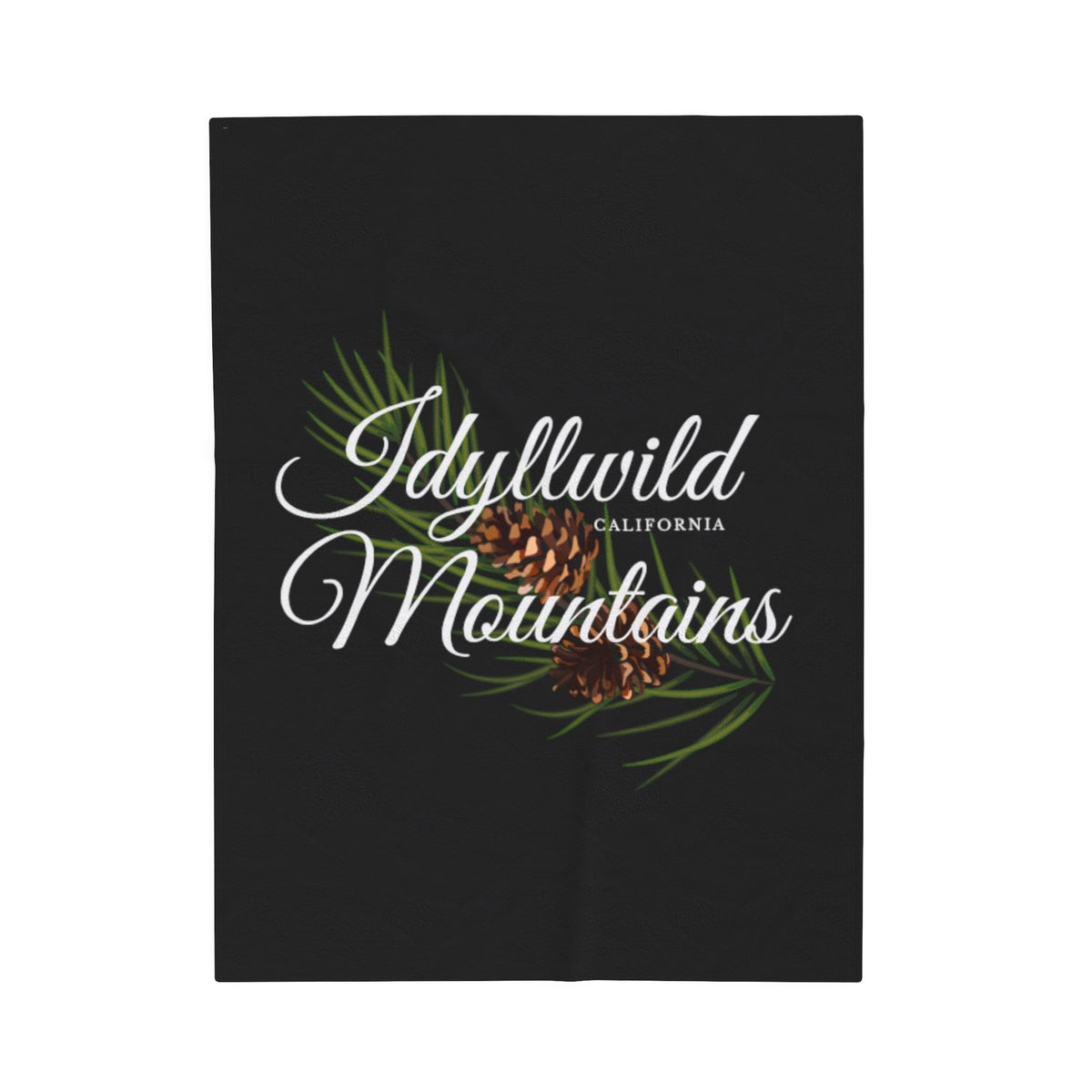 Velveteen Plush Blanket Idyllwild Mountains Coneback Black