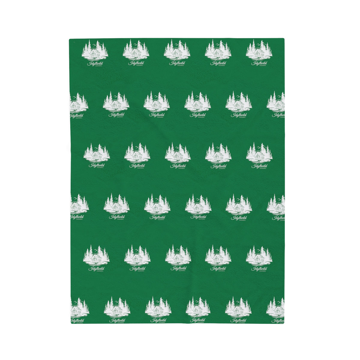 Velveteen Plush Blanket Idyllwild Classy Cabin in the Woods Pattern Green