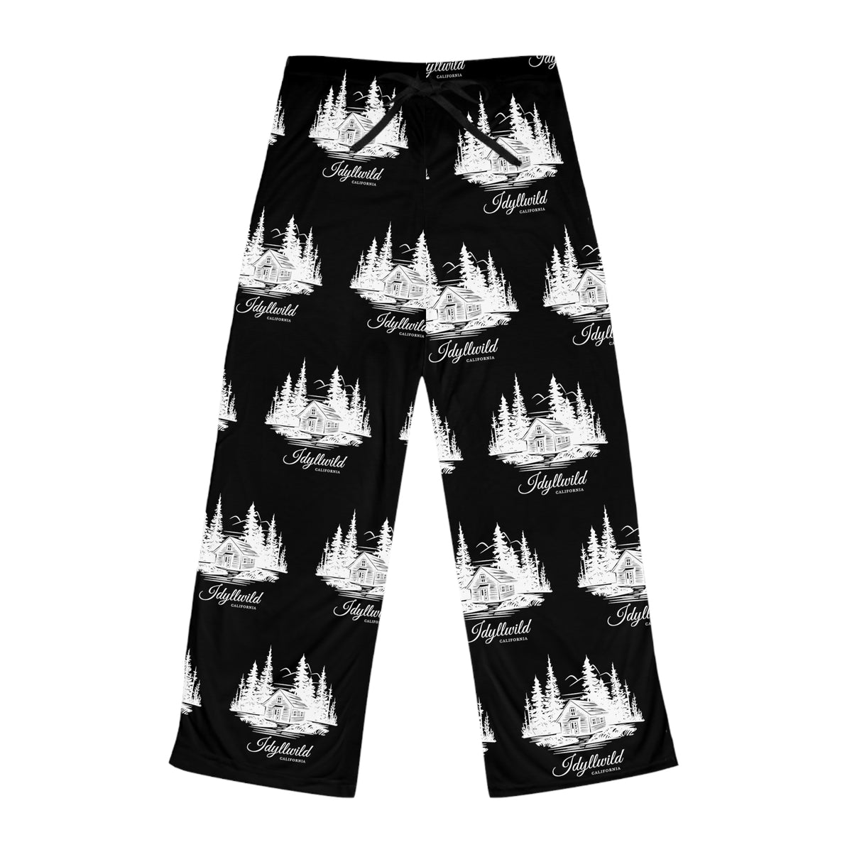 Women's Pajama Pants (AOP)Classy Cabin in The Woods Black