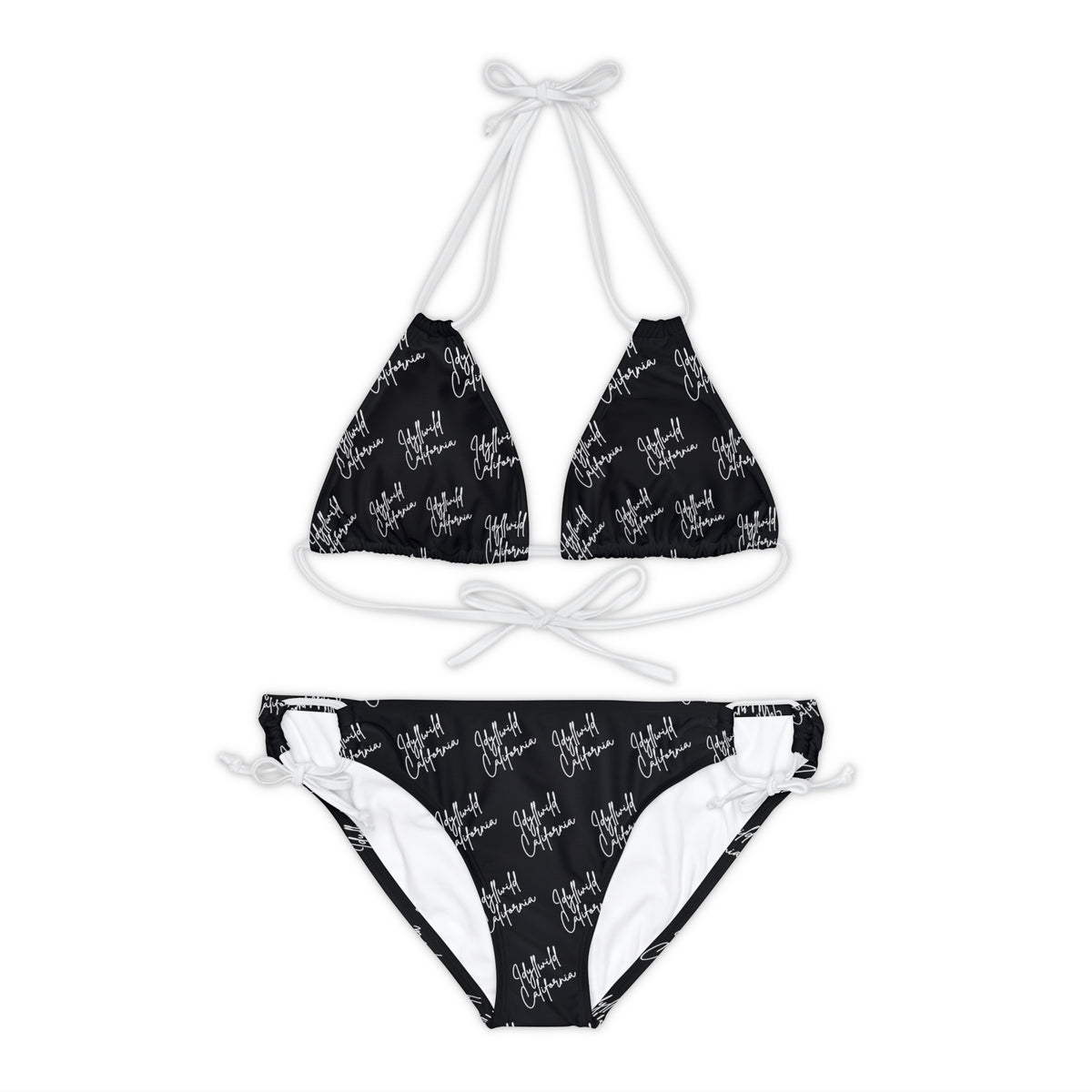 Strappy Bikini Set (AOP) Black Idyllwild California