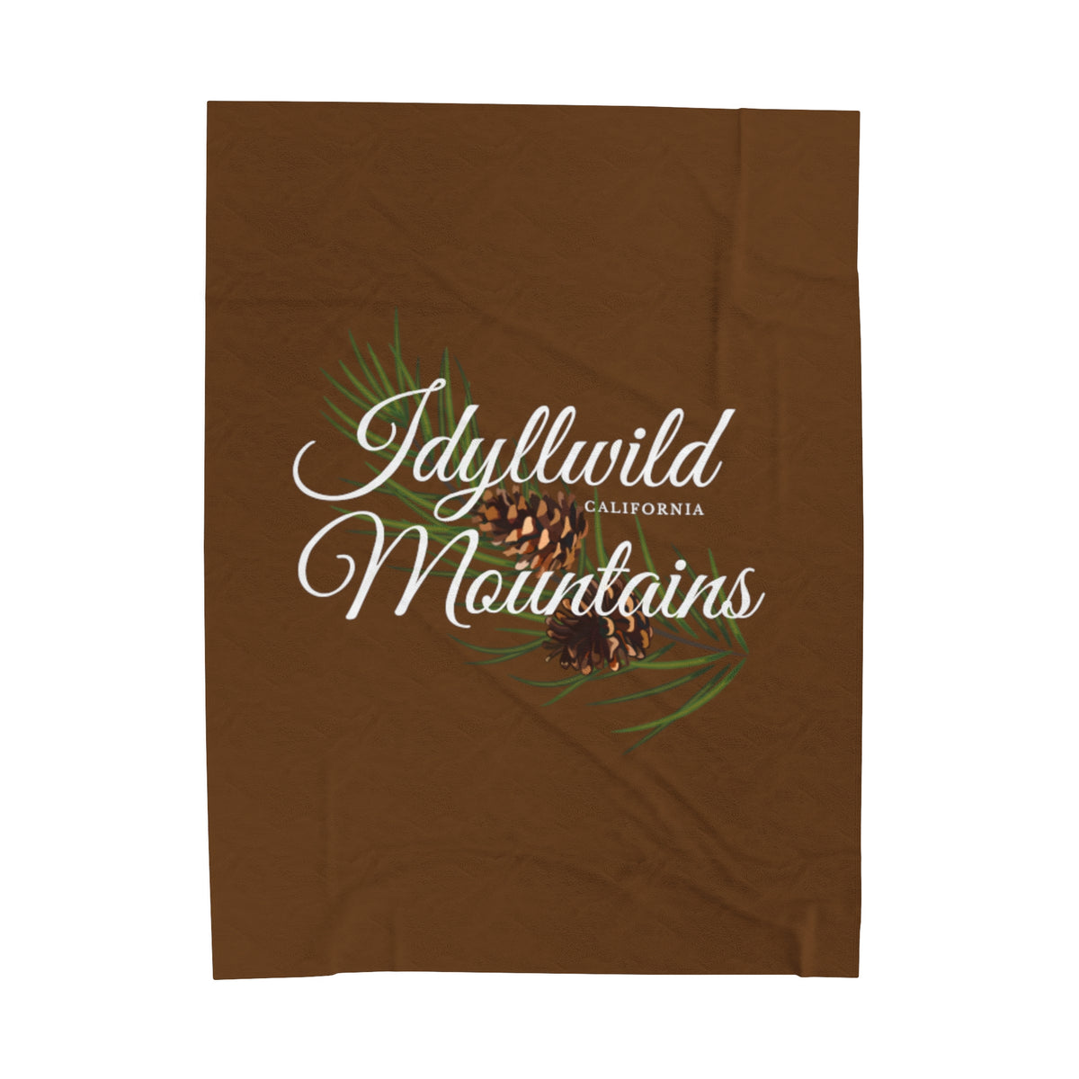 Velveteen Plush Blanket Idyllwild Mountains Coneback Brown