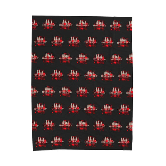 Velveteen Plush Blanket Red Buffalo Tan Pine Pattern Black