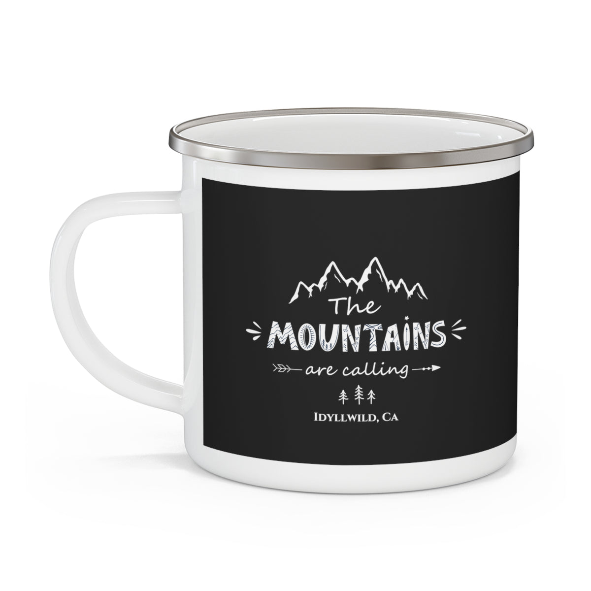 The Mountains Are Calling Camping Mug Black