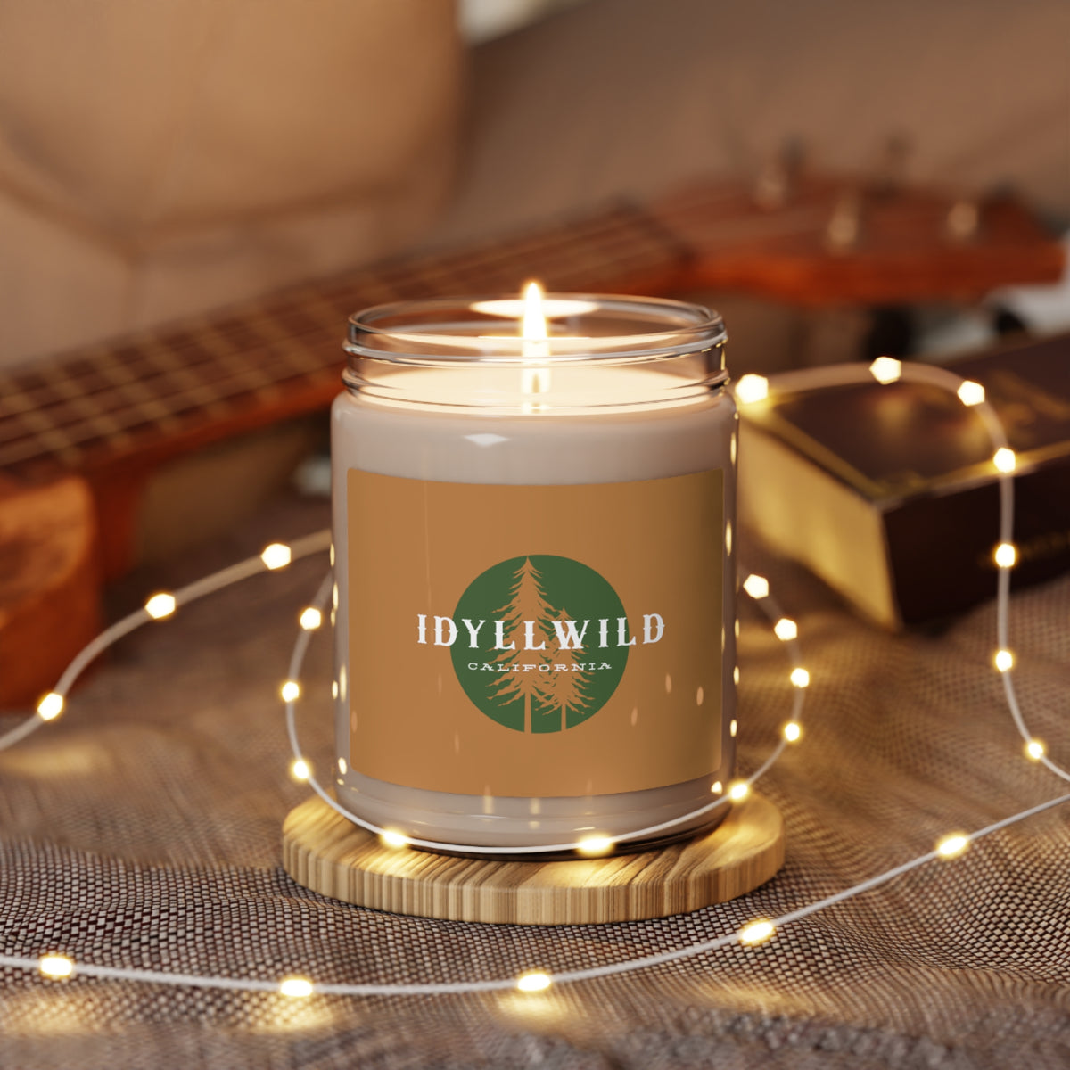 Scented Soy Candle, 9oz Idyllwild Green Pine Badge Tan Label