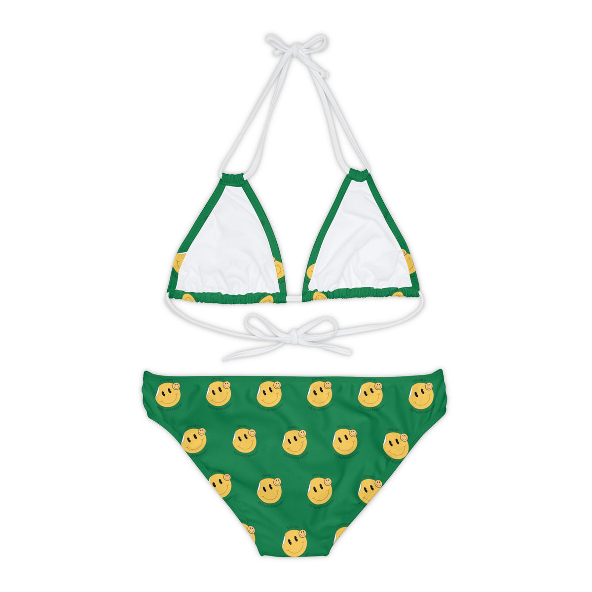 Strappy Bikini Set (AOP) Idyllwild Green Smiles