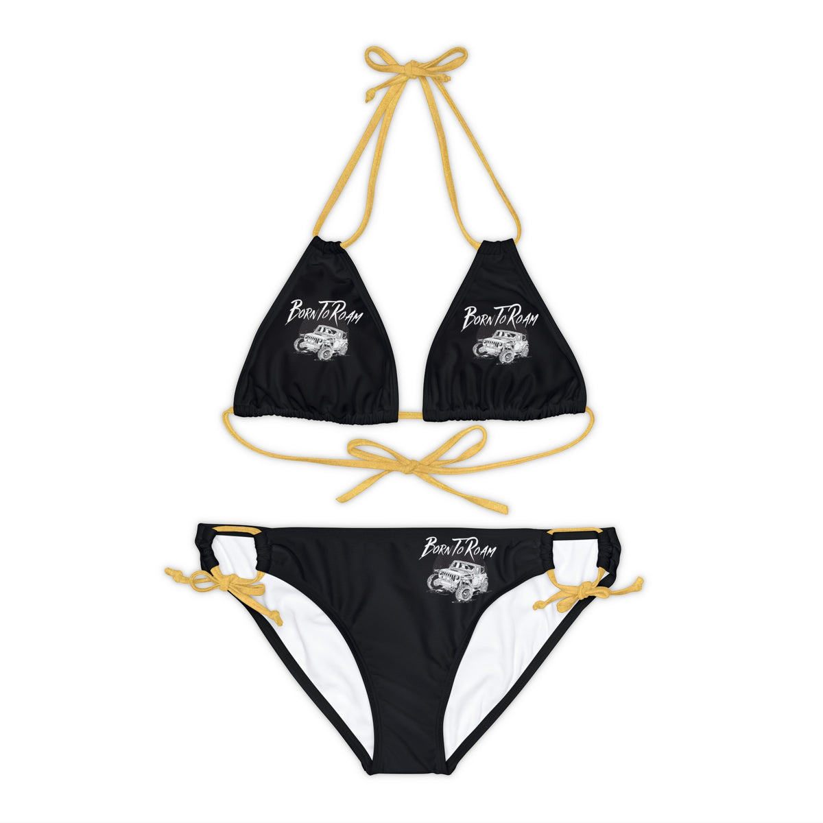 Jeep "Born To Roam" Strappy Black Bikini Set