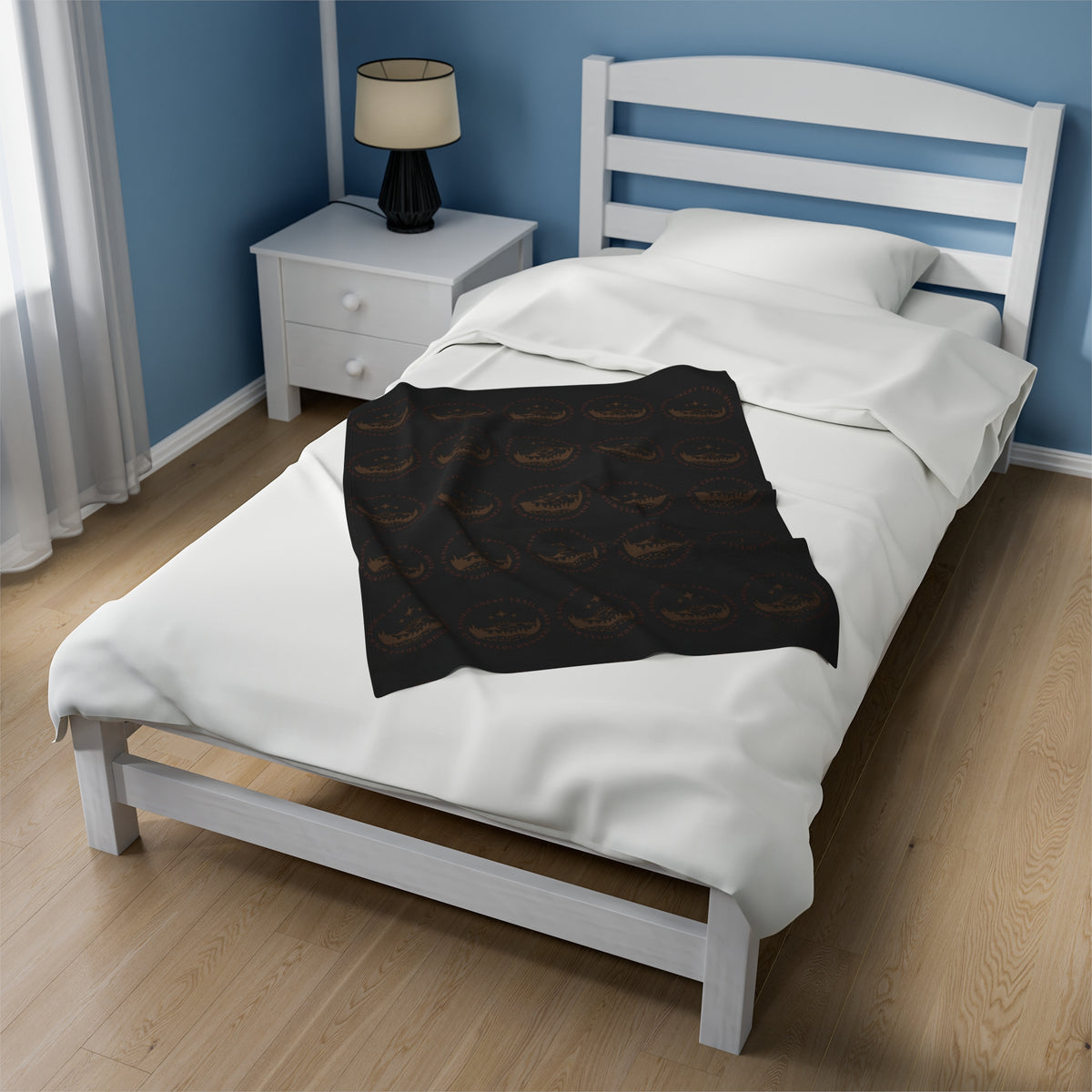 Velveteen Plush Blanket PCT through Idyllwild Tan Pattern Black