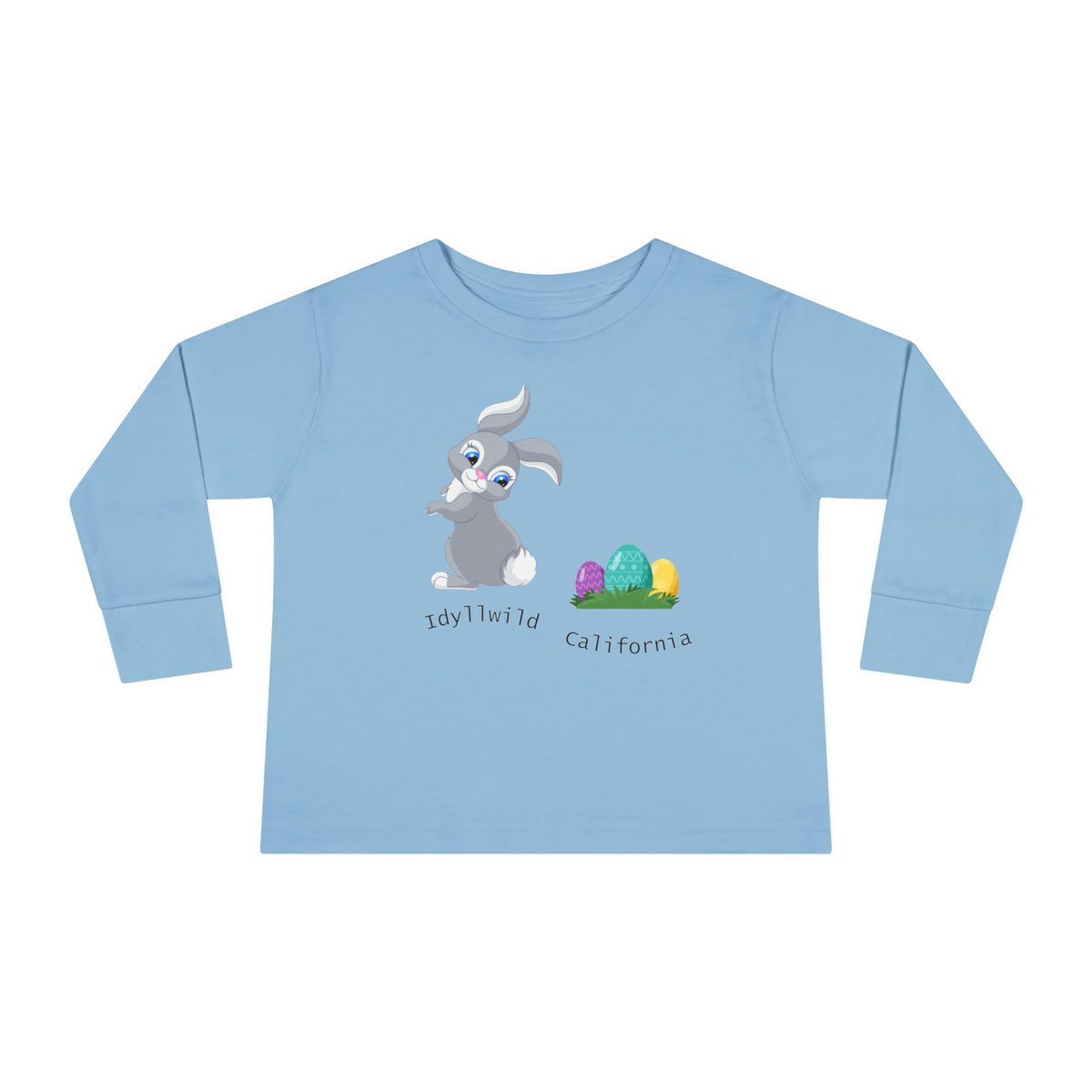 Toddler Long Sleeve Tee Idyllwild California Bunny and Eggs