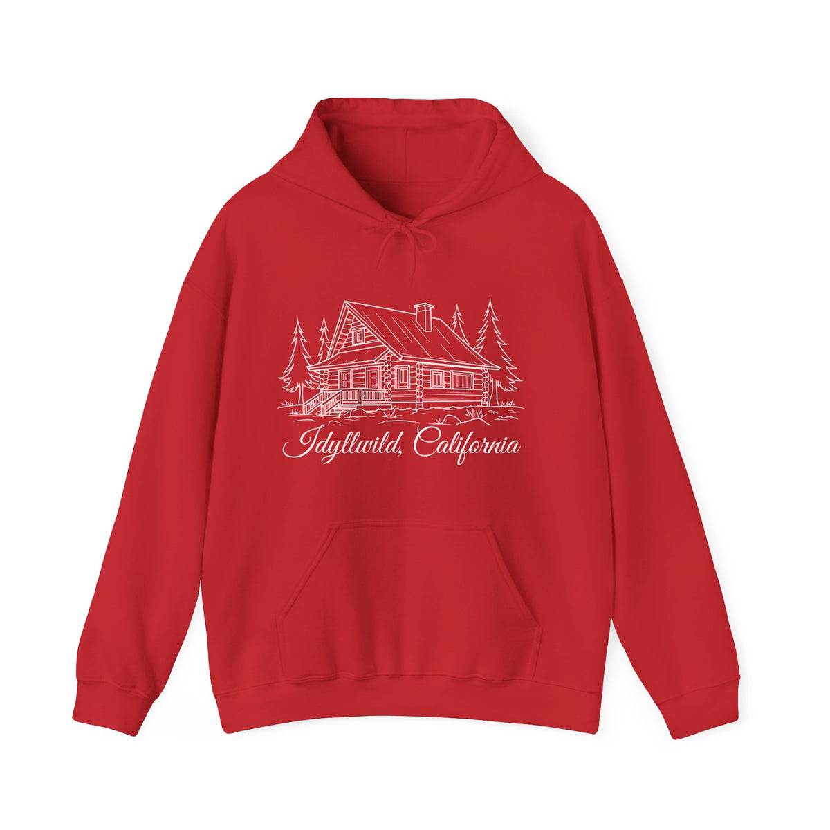 Unisex Heavy Blend™ Hooded Sweatshirt Idyllwild California Big Cabin Sketch