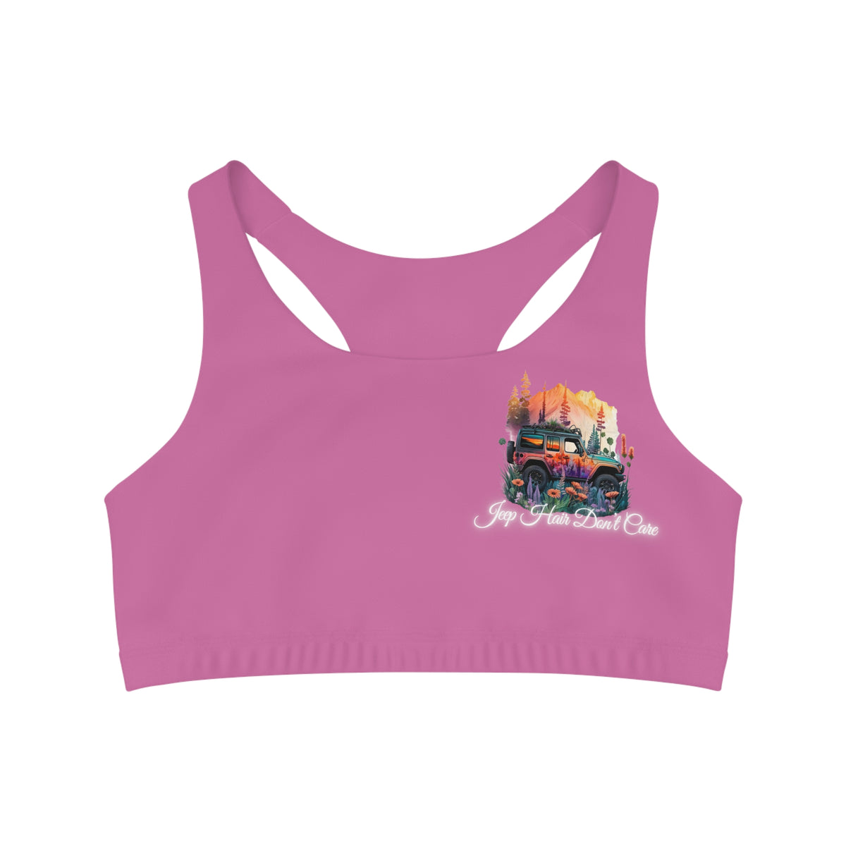 Jeep Hair Don't Care Pink Sports Bra