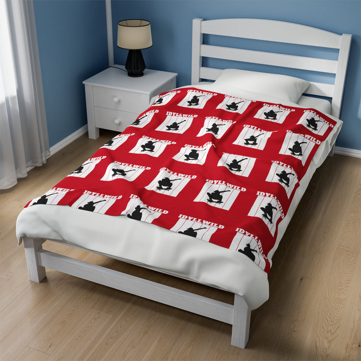 Velveteen Plush Blanket Skate Idyllwild Red Pattern