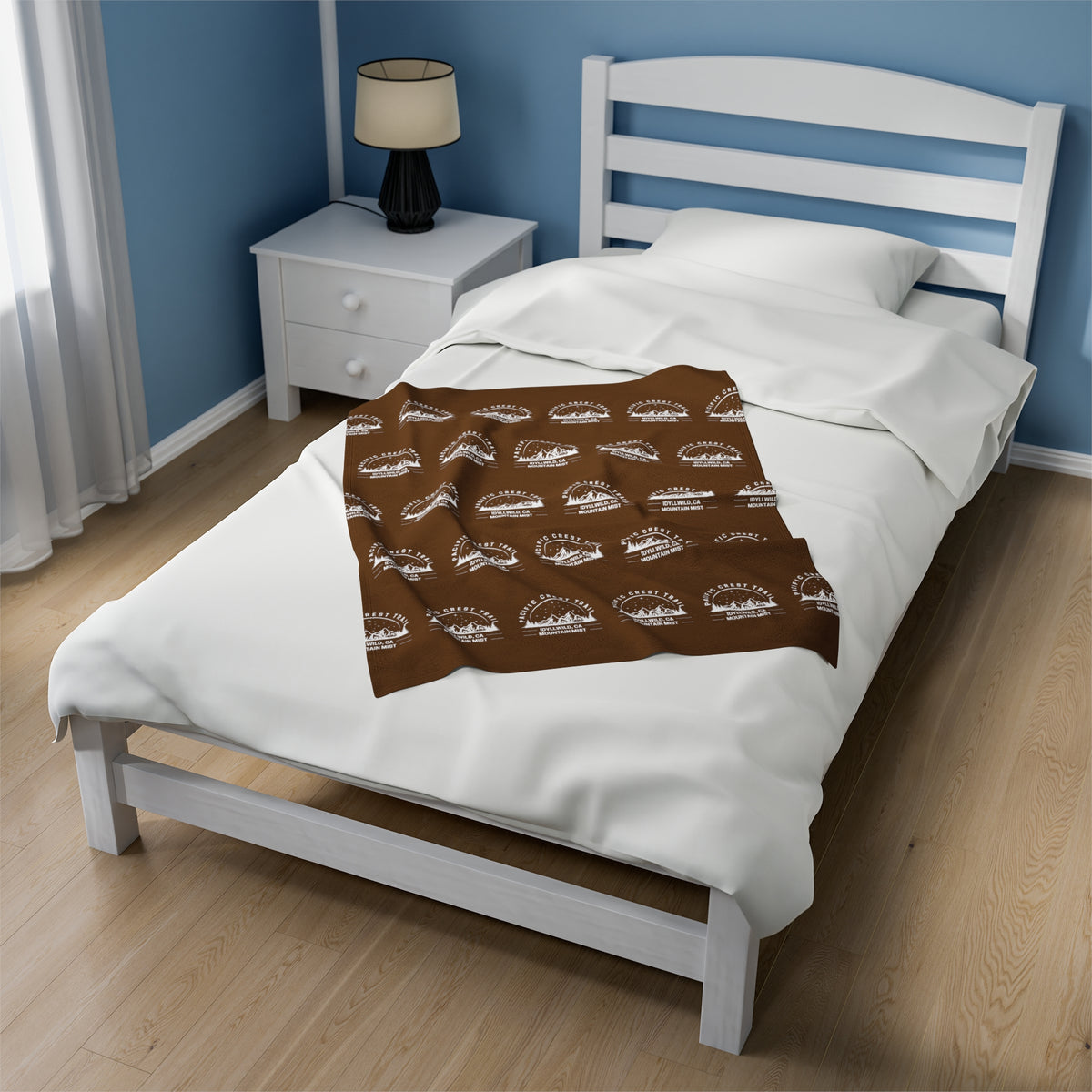 Velveteen Plush Blanket PCT through Idyllwild Pattern Brown