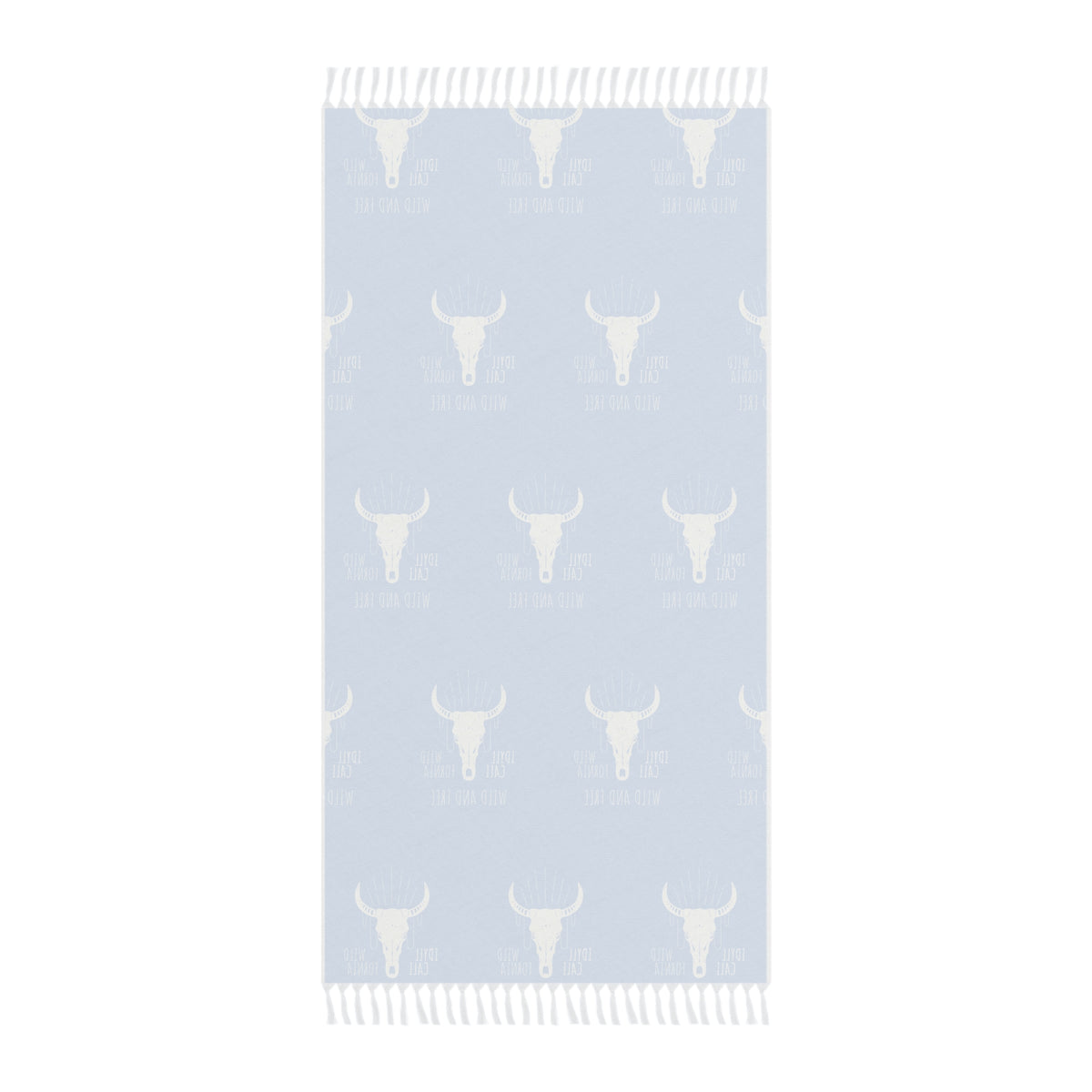 Boho Beach Cloth IdyllWild and Free Longhorn Pattern Light Blue