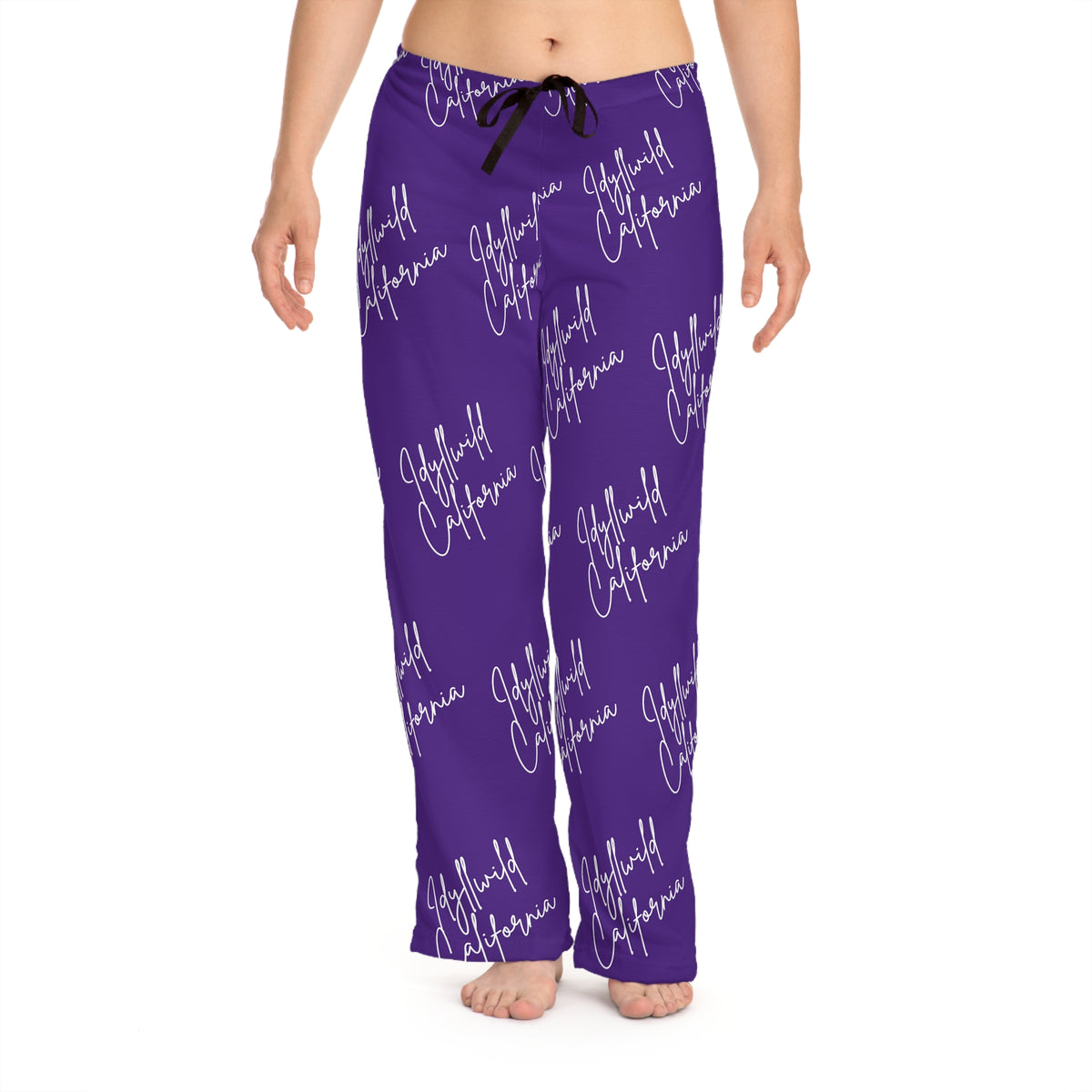 Women's Pajama Pants (AOP) Idyllwild California Script Purple