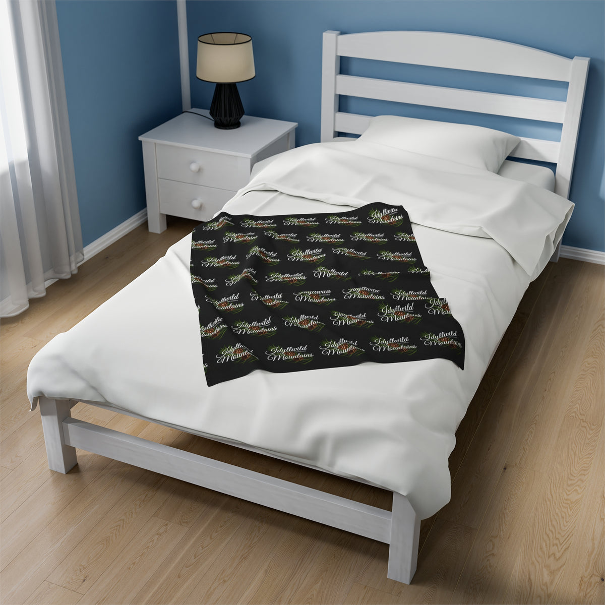 Velveteen Plush Blanket Idyllwild Classy Coneback Pattern Black