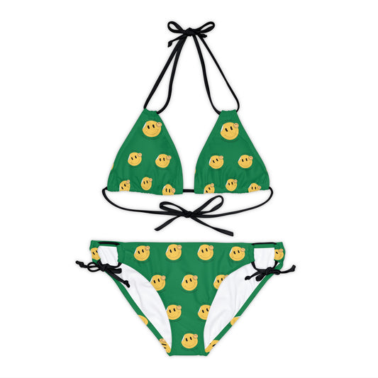 Strappy Bikini Set (AOP) Idyllwild Green Smiles