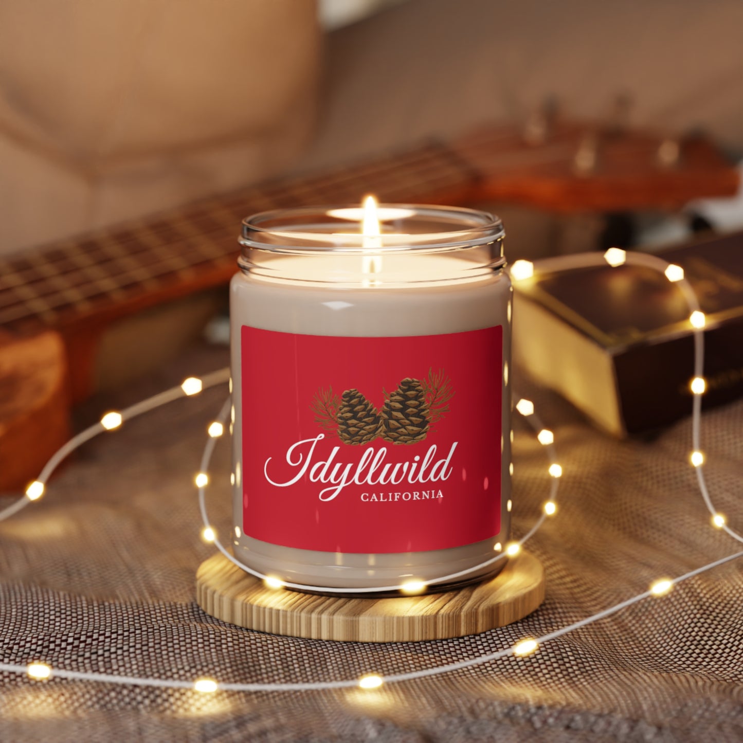 Scented Soy Candle, 9oz Idyllwild Pine Cone Couple Red Label