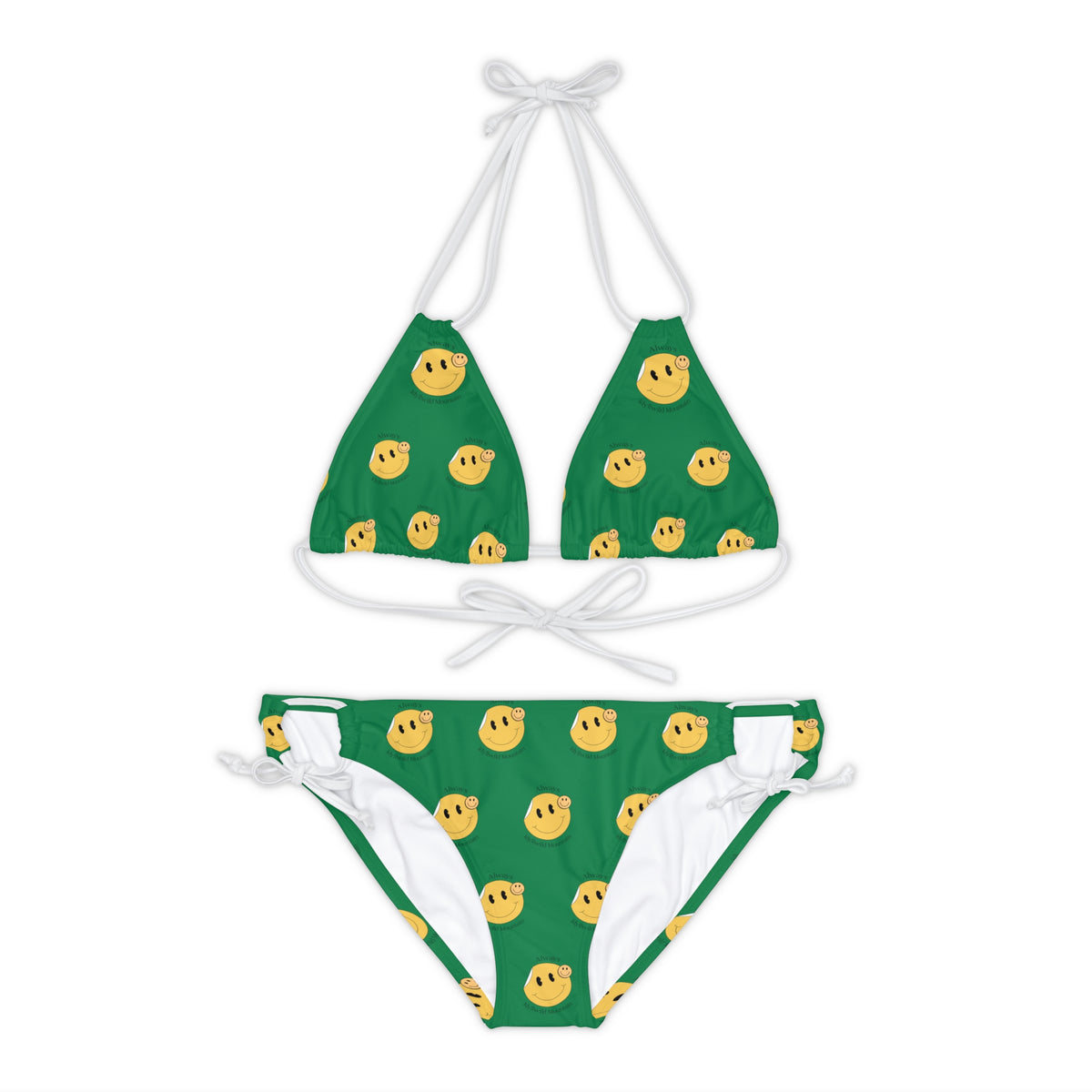 Strappy Bikini Set (AOP) Idyllwild Green Smiles