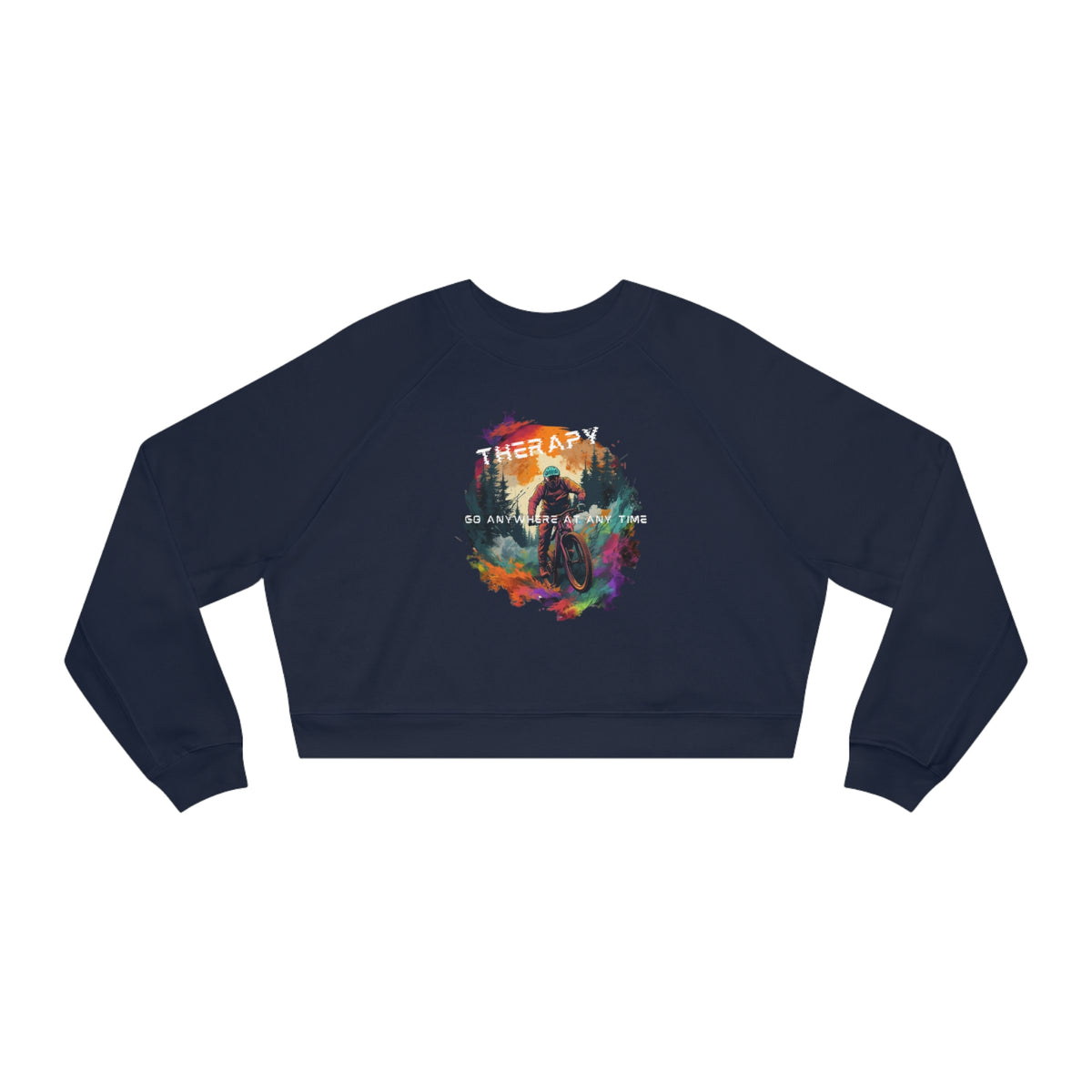 Mountain Biking is Therapy Cropped Fleece Pullover