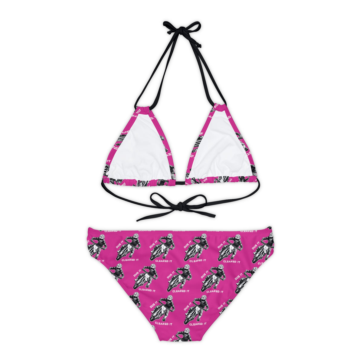 Dirtbike Motocross "Dug it Cleared It" Pink Strappy Bikini Set
