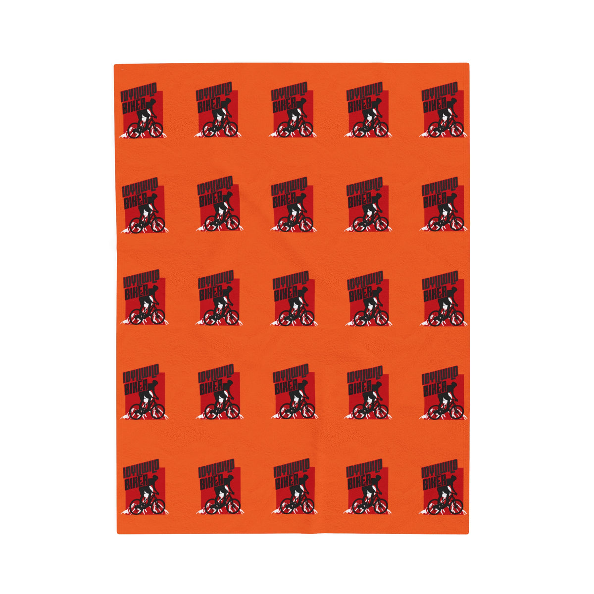 Velveteen Plush Blanket Idyllwild Biker Pattern Orange