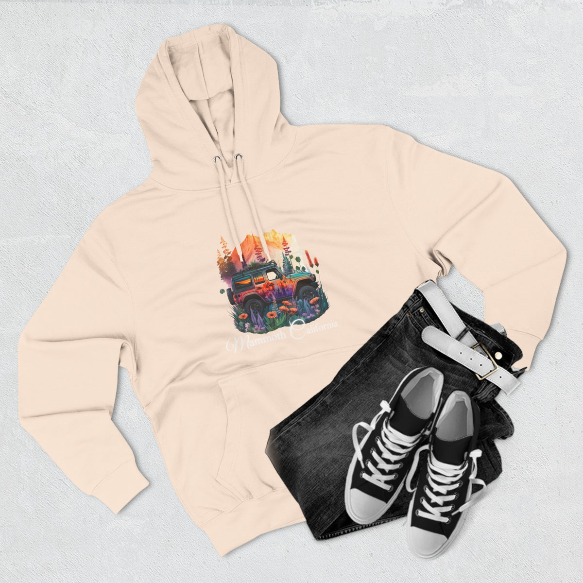 Mammoth California Jeep Floral Hoodie
