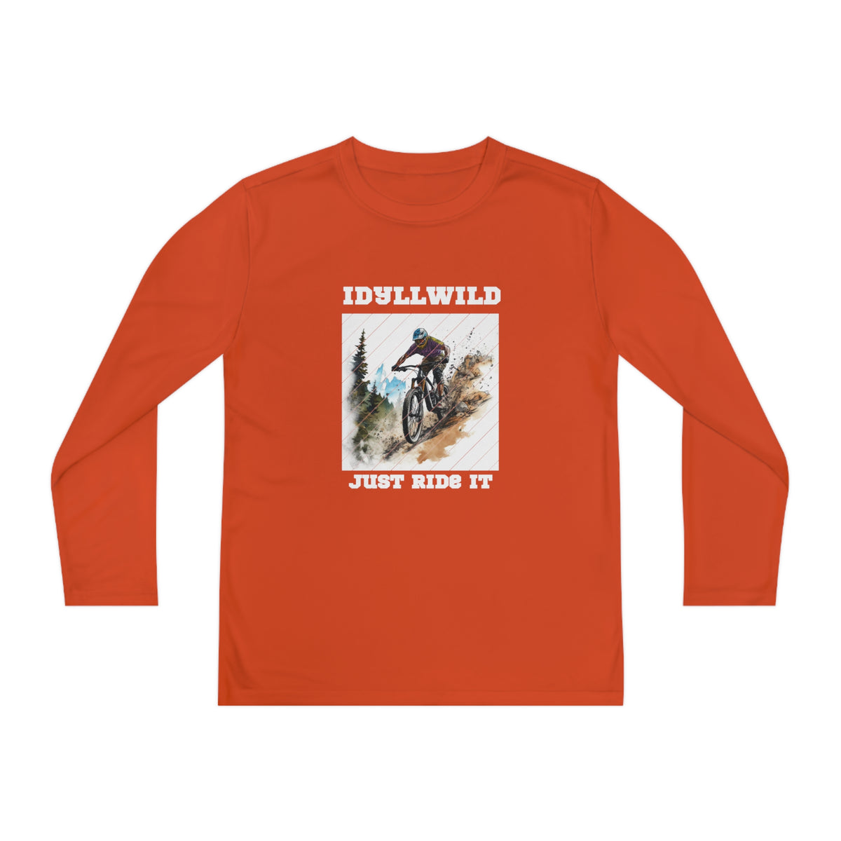 =Idyllwild Mountain Biking Square Youth Long Sleeve Competitor Tee