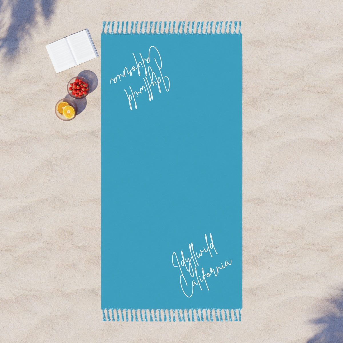 Boho Beach Cloth Idyllwild California Script Turquoise
