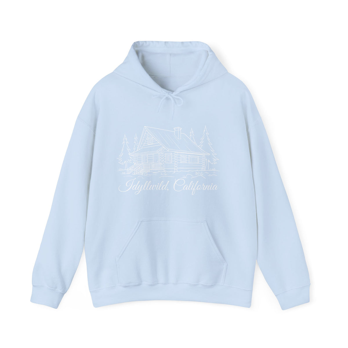 Unisex Heavy Blend™ Hooded Sweatshirt Idyllwild California Big Cabin Sketch