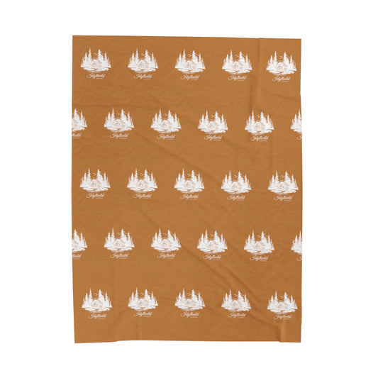 Velveteen Plush Blanket Idyllwild Classy Cabin Pattern Tan