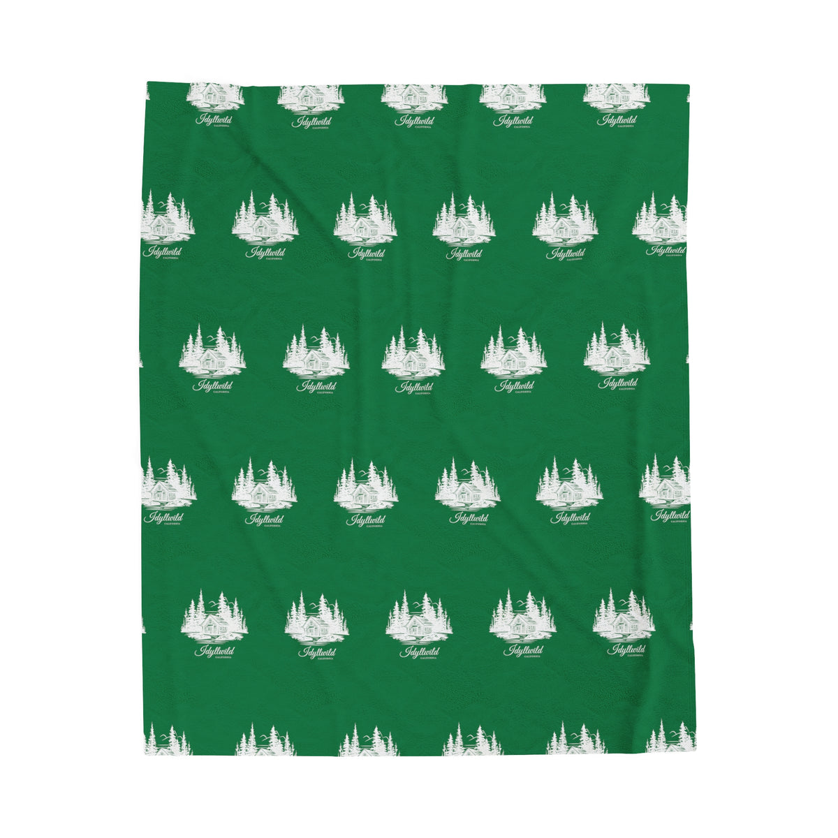 Velveteen Plush Blanket Idyllwild Classy Cabin in the Woods Pattern Green